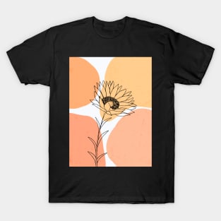 One Line Art Sunflower T-Shirt